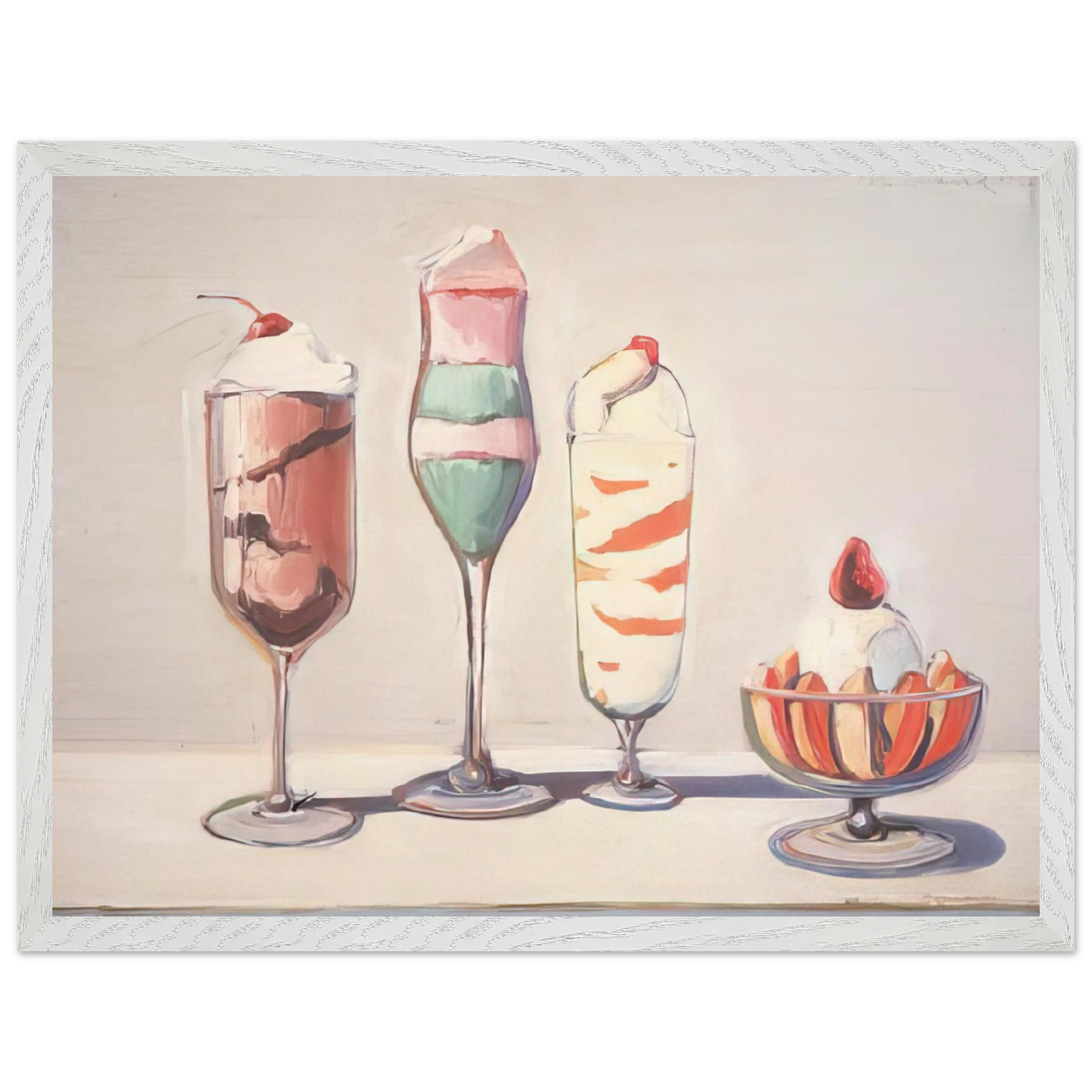 Wayne Thiebaud - Four Sundaes - Pop Art Wall Art - 30x40 cm / 12x16 inches - Fine Art Poster-canvas - -