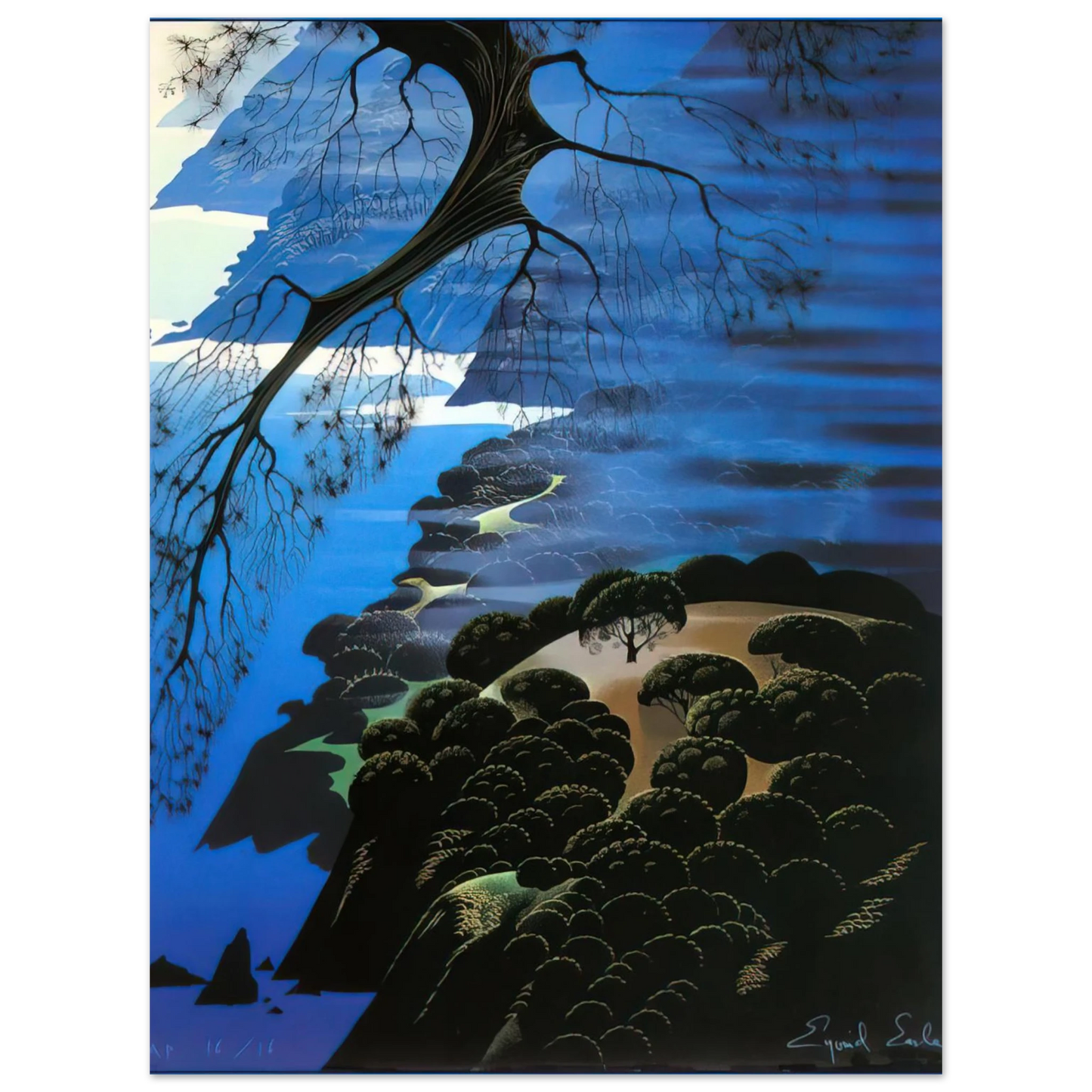 Eyvind Earle - Mystical Coastline  75x100 cm / 30x40inches Fine Art Poster