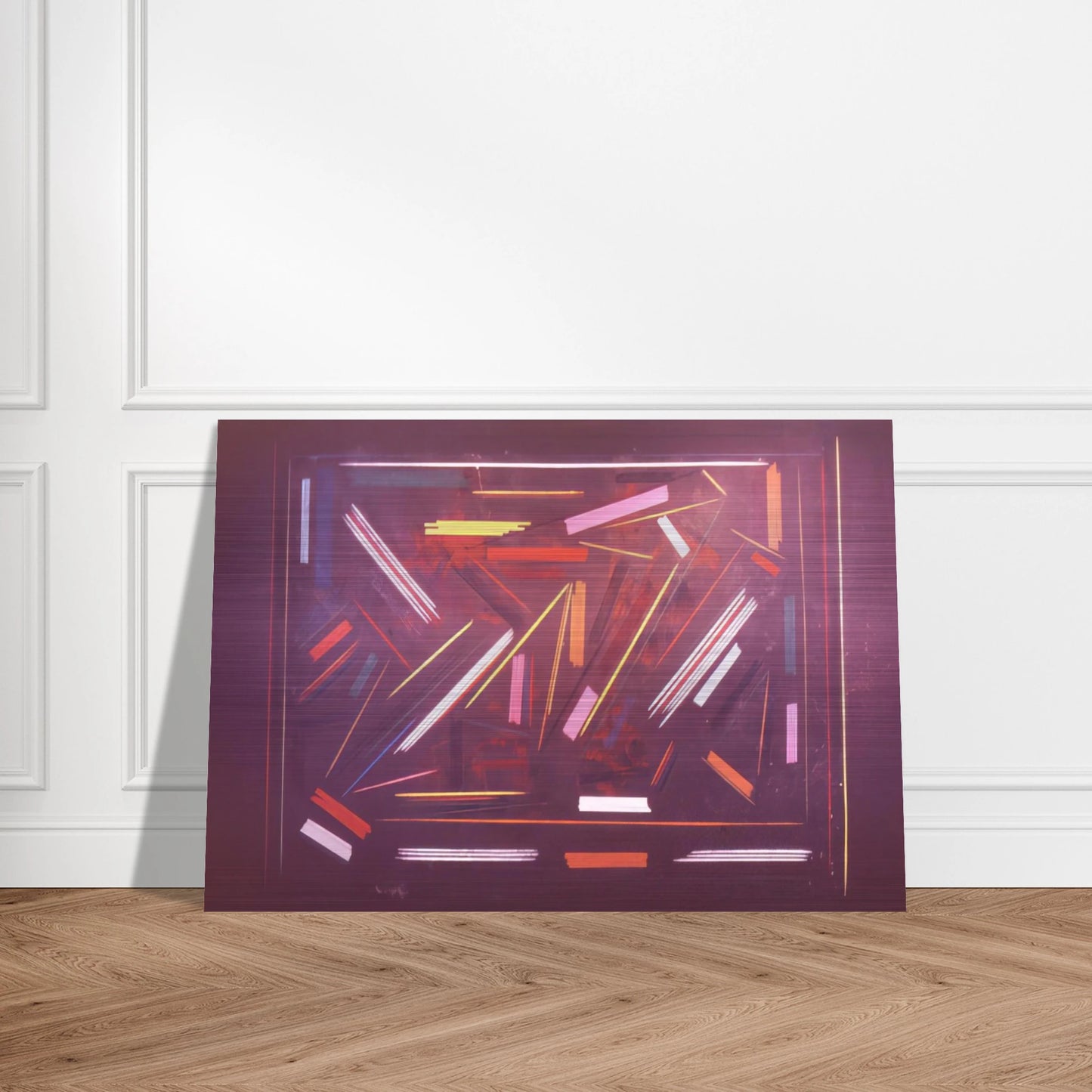 Brown Line Painting - 1968 - Ronnie Landfield Brushed Aluminum Print - 70x100 cm / 28x40 inches | Ronnie Landfield Aluminum Print | Ronnie Landfield Prints