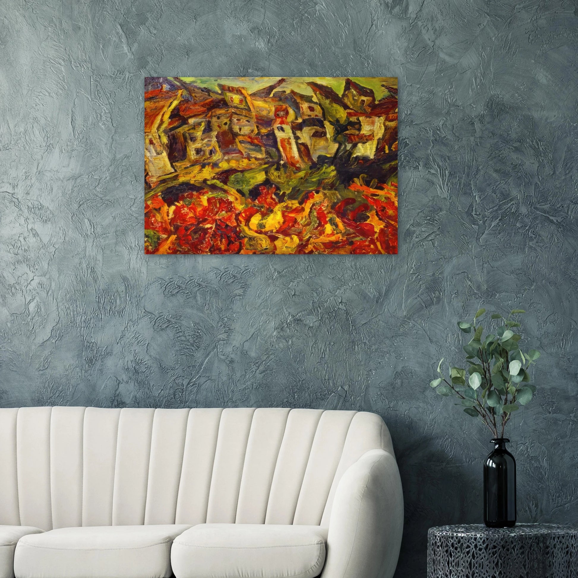 HOUSES WITH POINTED ROOFS - Chaim Soutine Brushed Aluminum Print - 70x100 cm / 28x40 inches | Chaim Soutine Aluminum Print | Chaim Soutine Prints
