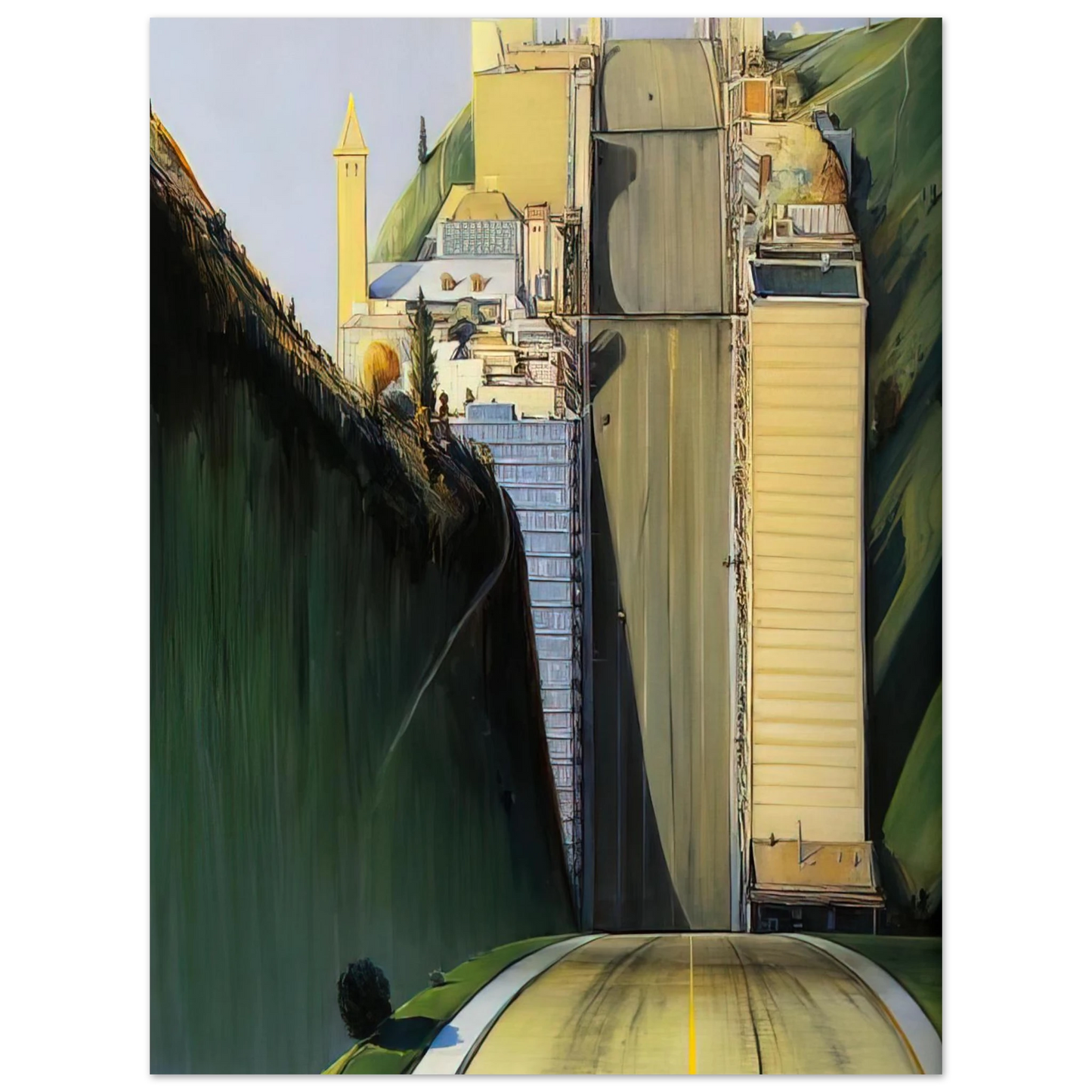 Wayne Thiebaud - Park Place - 1993 Wall Art - 21x29.7 cm / 8x12" - Fine Art Poster-canvas - -