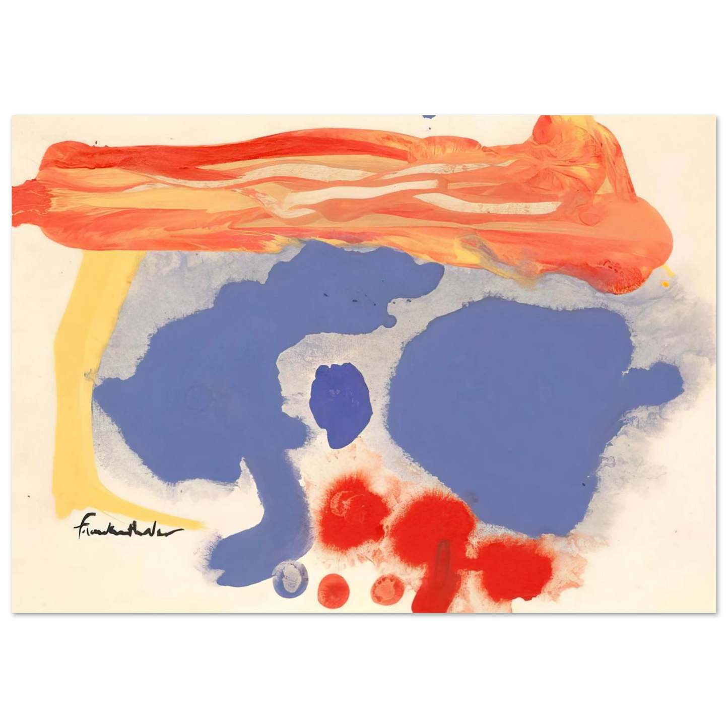 Helen Frankenthaler - Summerscene, Provincetown - 1961 Wall art - 21x29.7 cm / 8x12" - Premium Wooden Framed Poster With Fine Art Paper-canvas - Black frame