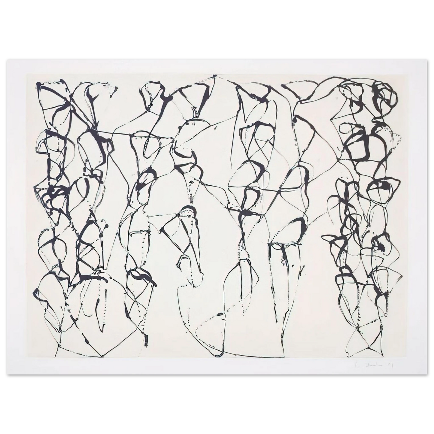 Brice Marden - Cold Mountain Series, Zen Study 6 - 1991  75x100 cm / 30x40inches Fine Art Poster