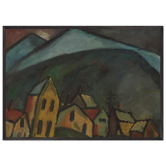 BERGLANDSCHAFT MIT H USERN 1912 - Alexej von Jawlensky 70x100 cm / 28x40 inches Framed Art Print – Black Wooden Frame