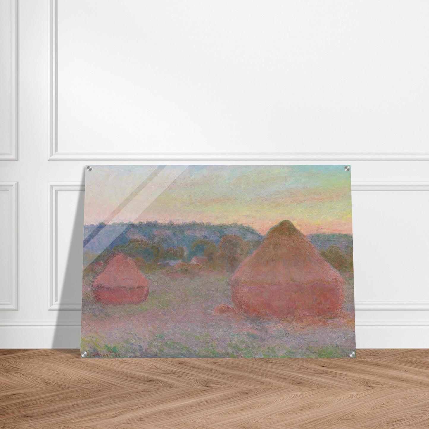 Stacks of Wheat End of Day, Autumn - claude monet Acrylic Print - 70x100 cm / 28x40″ inches | claude monet Wall Art | claude monet Prints