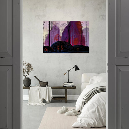 Mauve, Red and Purple - Eyvind Earle Brushed Aluminum Print - 70x100 cm / 28x40 inches | Eyvind Earle Aluminum Print | Eyvind Earle Prints