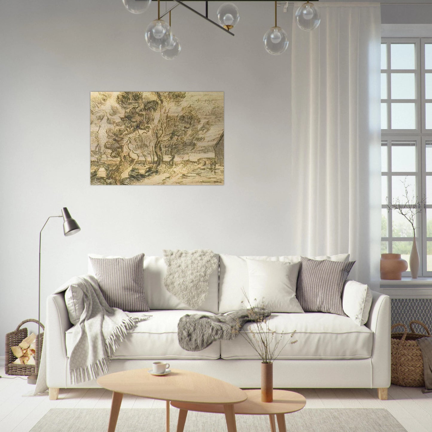 A Corner of the Asylum and the Garden with a Heavy, sawn-off Tree - Vincent van Gogh Brushed Aluminum Print - 70x100 cm / 28x40 inches | Vincent van Gogh Aluminum Print | Vincent van Gogh Prints