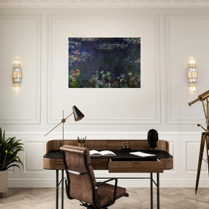 Water Lilies, Green Reflection left half - claude monet Brushed Aluminum Print - 70x100 cm / 28x40 inches | claude monet Aluminum Print | claude monet Prints