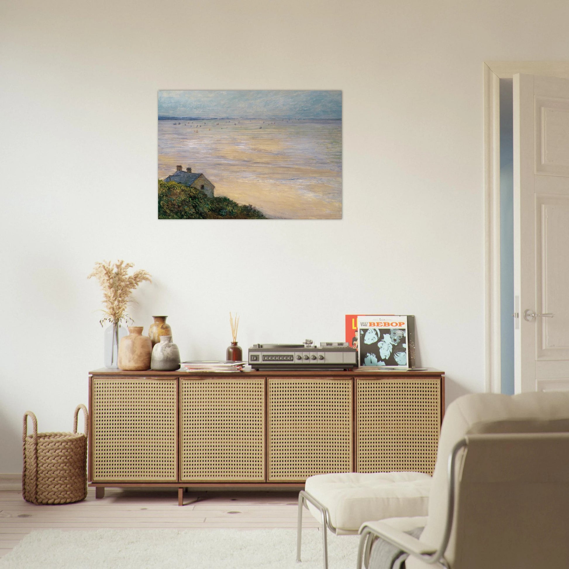The Hut at Trouville, Low Tide - claude monet Brushed Aluminum Print - 70x100 cm / 28x40 inches | claude monet Aluminum Print | claude monet Prints