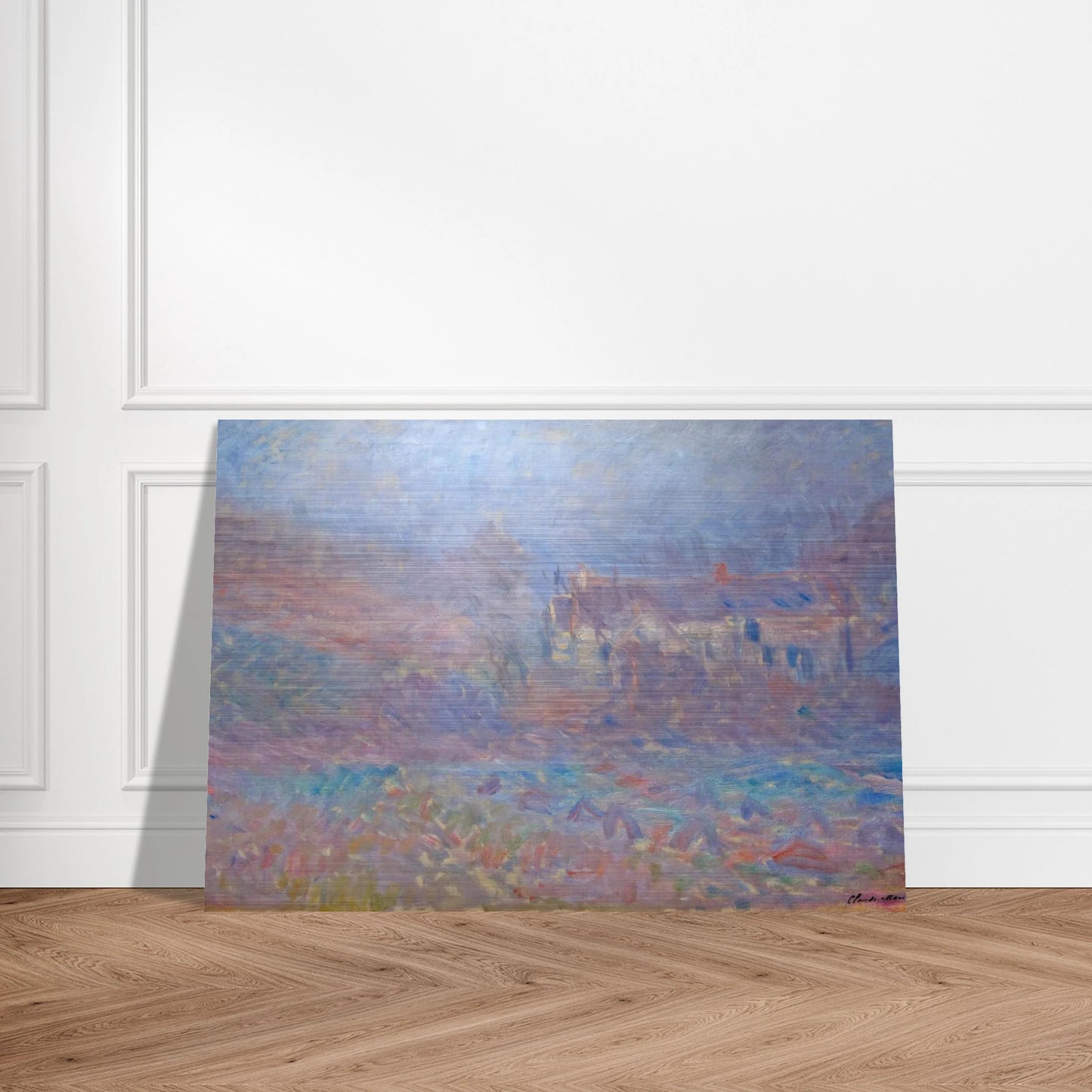 Houses at Falaise in the Fog - claude monet Brushed Aluminum Print - 70x100 cm / 28x40 inches | claude monet Aluminum Print | claude monet Prints