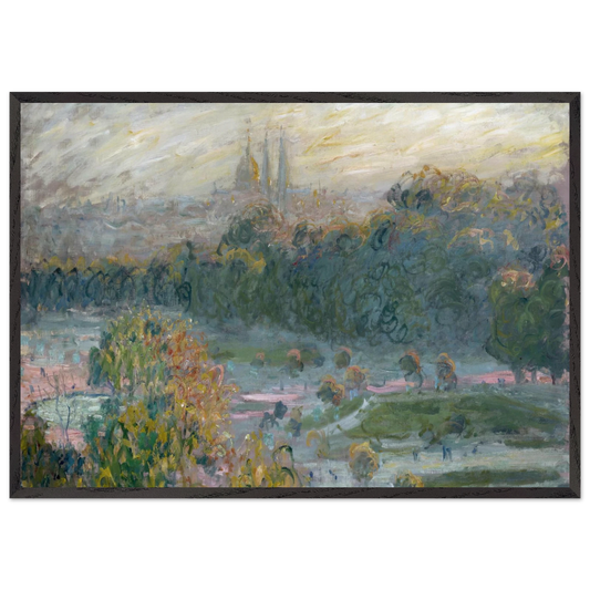 The Tuileries Study - claude monet 70x100 cm / 28x40 inches Framed Art Print – Black Wooden Frame