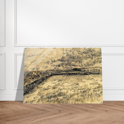 Wheat field with sun and cloud - Vincent van Gogh Acrylic Print - 70x100 cm / 28x40″ inches