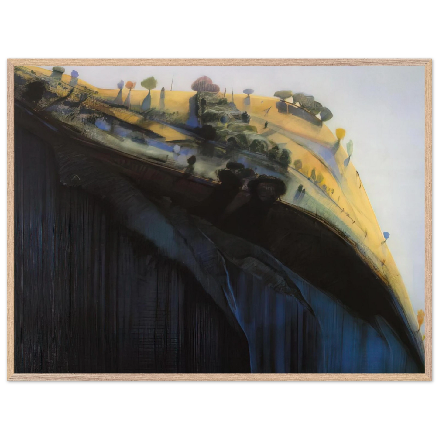 Wayne Thiebaud - Coloma Ridge - 1968 Wall Art - 30x40 cm / 12x16 inches - Premium Wooden Framed Poster With Fine Art Paper-canvas - Black frame