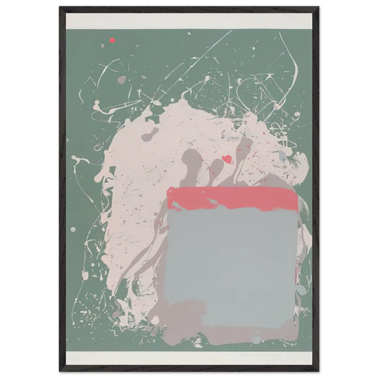 Grey  Blue on Green - 1971 - John Hoyland 70x100 cm / 28x40 inches Framed Art Print – Black Wooden Frame