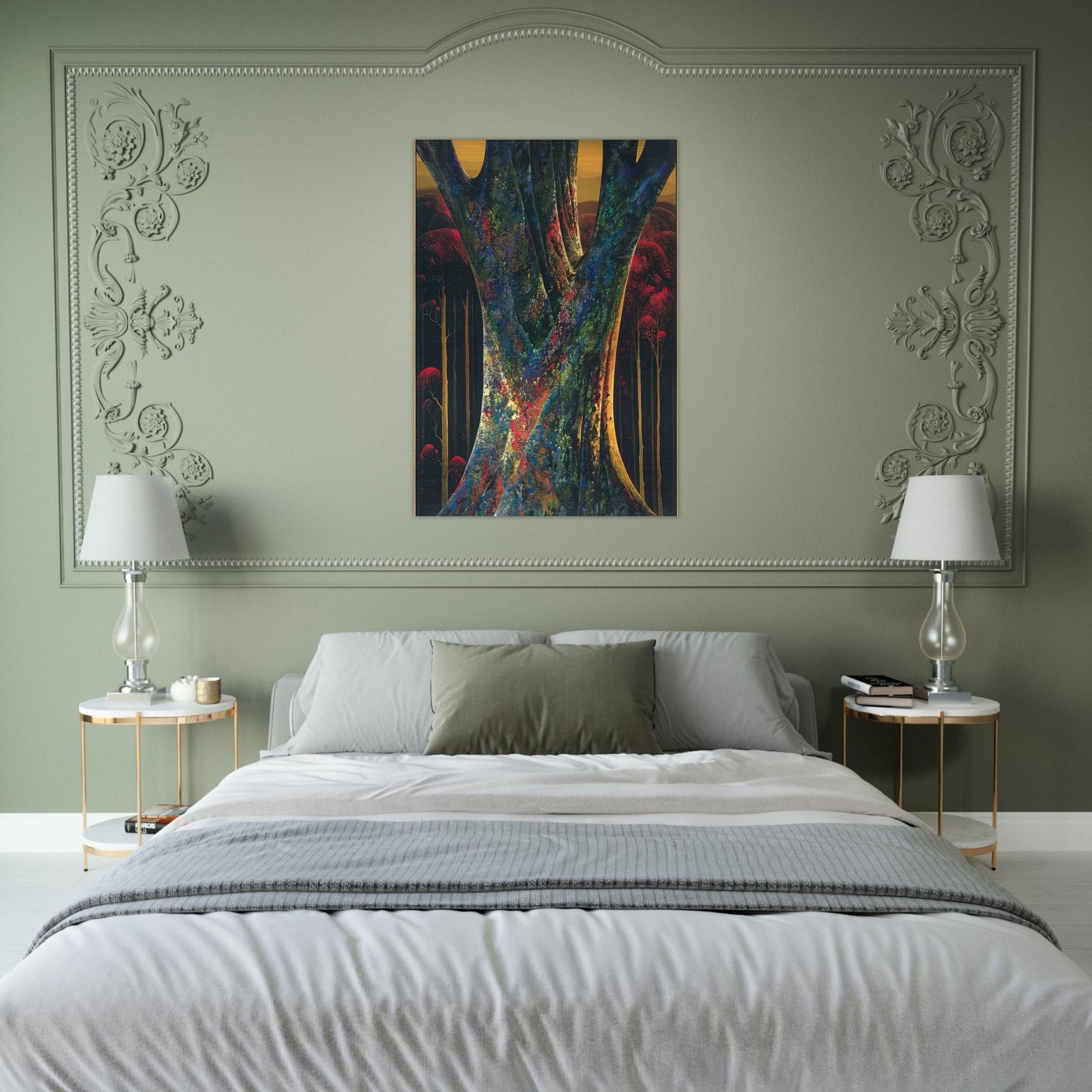 Majestic Tree - Eyvind Earle Brushed Aluminum Print - 70x100 cm / 28x40 inches | Eyvind Earle Aluminum Print | Eyvind Earle Prints