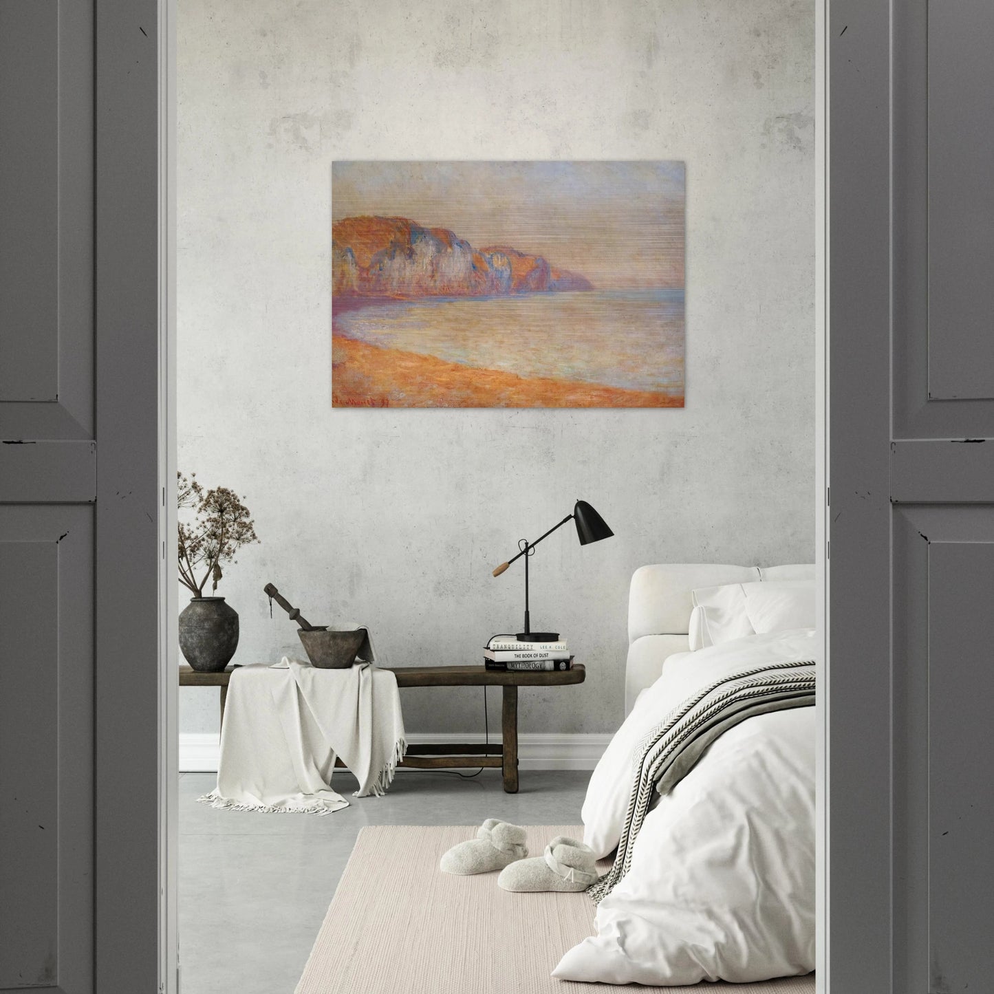 Cliff at Pourville in the Morning - claude monet Brushed Aluminum Print - 70x100 cm / 28x40 inches | claude monet Aluminum Print | claude monet Prints