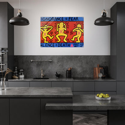 IGNORANCE FEAR 1989 - Keith Haring Acrylic Print - 70x100 cm / 28x40″ inches
