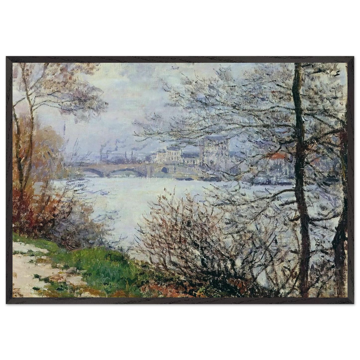 The Banks of the Seine Ile de la Grande-Jatte - claude monet 70x100 cm / 28x40 inches Framed Art Print – Black Wooden Frame