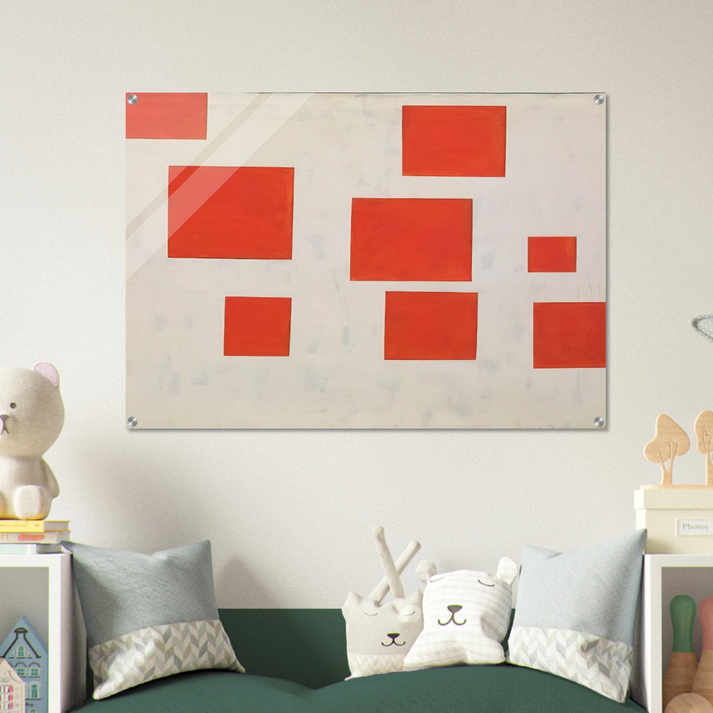 Komposition mit 8 roten Rechtecken Composition with 8 Red Rectangles - 1964 - Blinky Palermo Acrylic Print - 70x100 cm / 28x40″ inches