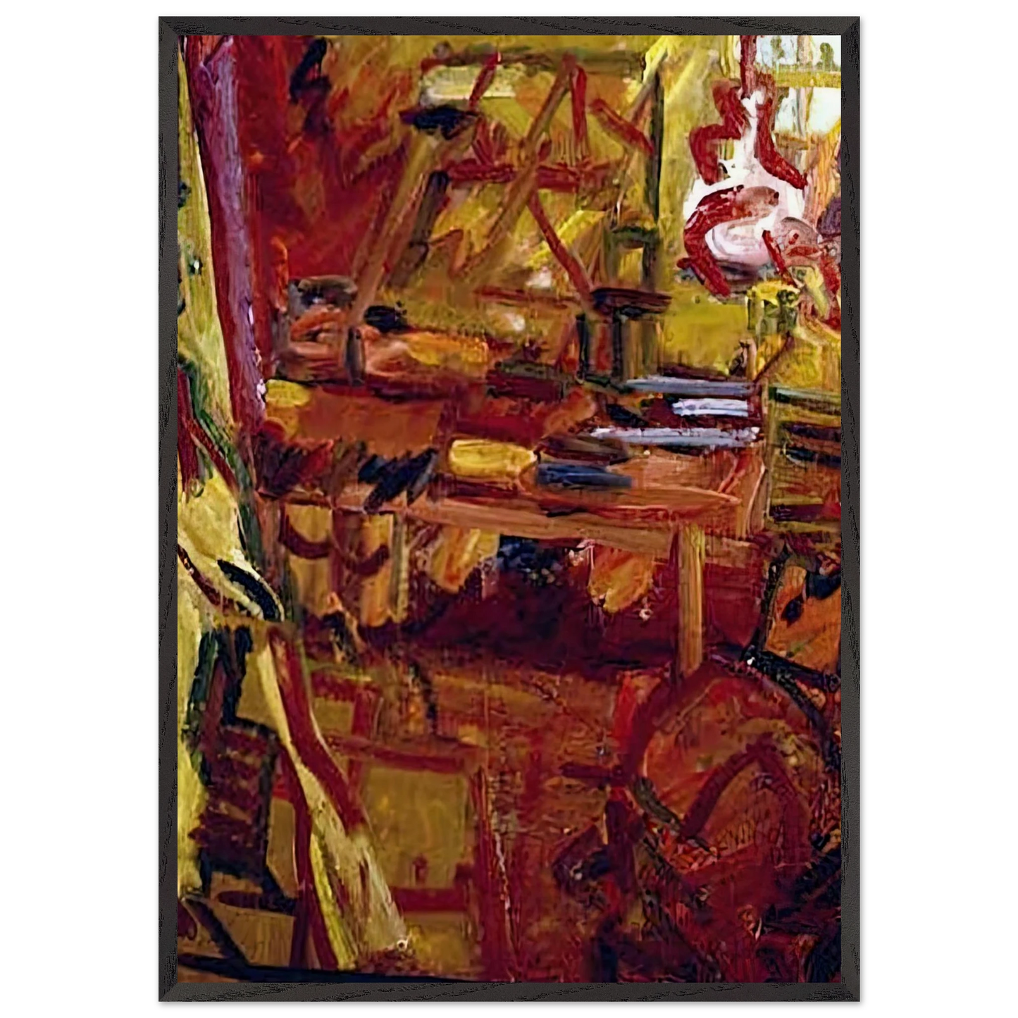 IN THE STUDIO N1 - Frank Auerbach 70x100 cm / 28x40 inches Framed Art Print – Black Wooden Frame