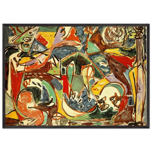 THE KEY - Jackson Pollock 70x100 cm / 28x40 inches Framed Art Print – Black Wooden Frame