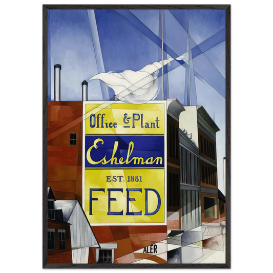 Buildings Lancaster - 1930 - Charles Demuth 70x100 cm / 28x40 inches Framed Art Print – Black Wooden Frame