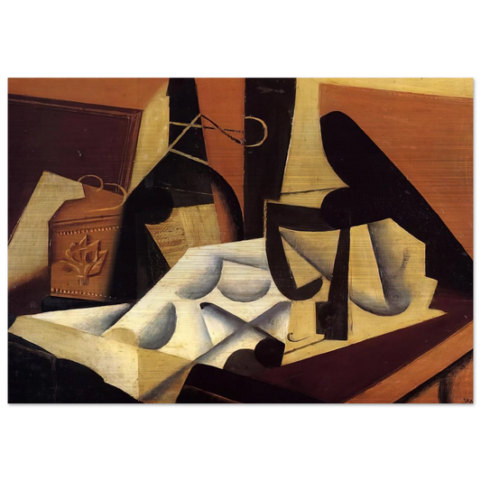 STILL LIFE WITH WHITE TABLECLOTH 1916 - Juan Gris Brushed Aluminum Print - 70x100 cm / 28x40 inches | Juan Gris Aluminum Print | Juan Gris Prints