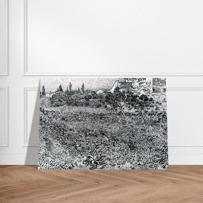 Garden with Flowers - Vincent van Gogh Brushed Aluminum Print - 70x100 cm / 28x40 inches | Vincent van Gogh Aluminum Print | Vincent van Gogh Prints