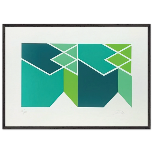 Green Composition - 1980 - Larry Zox 70x100 cm / 28x40 inches Framed Art Print – Black Wooden Frame