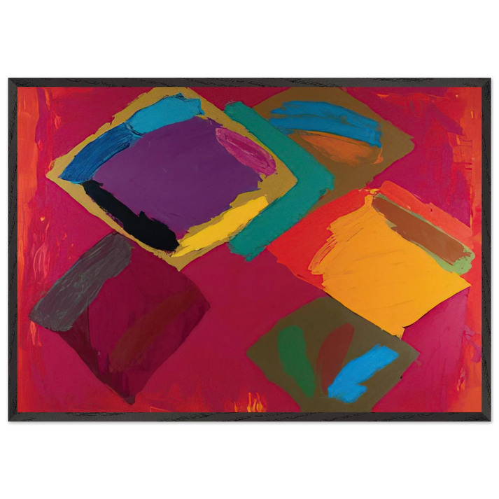 Tiger Walk 3481 - 1981 - John Hoyland 70x100 cm / 28x40 inches Framed Art Print – Black Wooden Frame