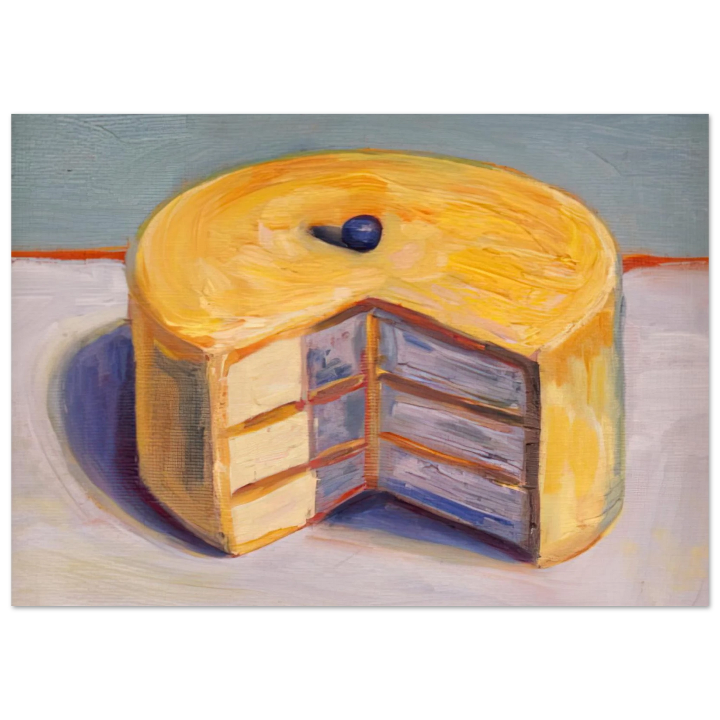 Wayne Thiebaud - Lemon Cake - 1964 Wall Art - 60x80 cm / 24x32 inches - Premium Wooden Framed Poster With Fine Art Paper-canvas - Black frame