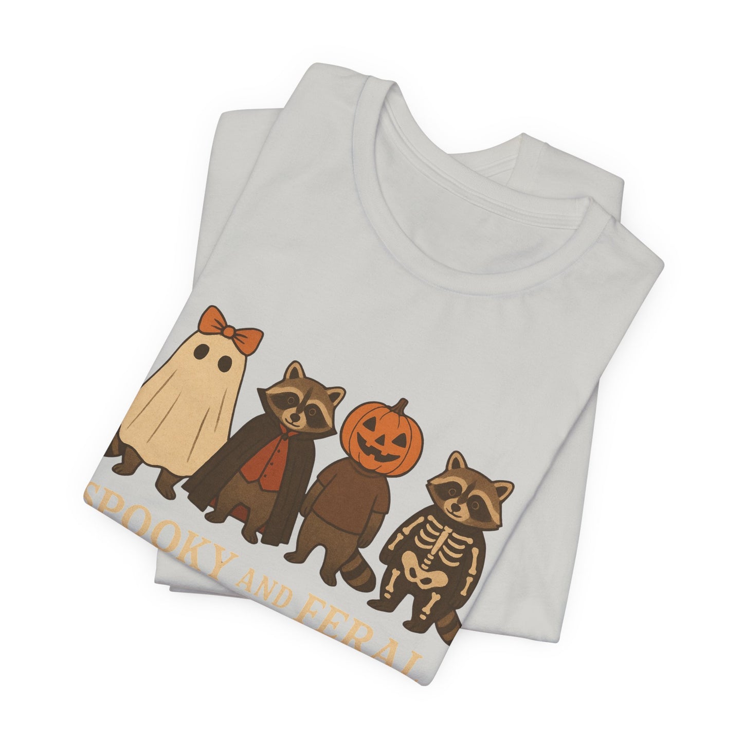 Spooky Raccoon Shirt, Grappige Halloween Grafisch T-shirt, Schattig Vintage Herfst T-shirt, Trendy Vrouwen Halloween Shirt, Feral Raccoon T-shirt