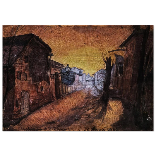 LA STRADA DI CASA 1900 - Carlo Carra Brushed Aluminum Print - 70x100 cm / 28x40 inches | Carlo Carra Aluminum Print | Carlo Carra Prints