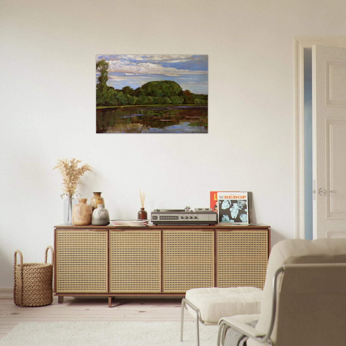 Geinrust Farm with Isolated Tree - Piet Mondrian Brushed Aluminum Print - 70x100 cm / 28x40 inches | Piet Mondrian Aluminum Print | Piet Mondrian Prints