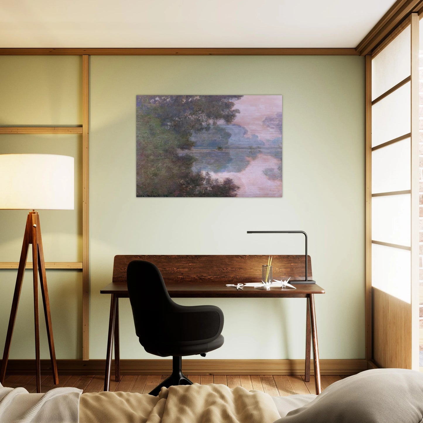 Morning on the Seine, near Giverny - claude monet Brushed Aluminum Print - 70x100 cm / 28x40 inches | claude monet Aluminum Print | claude monet Prints