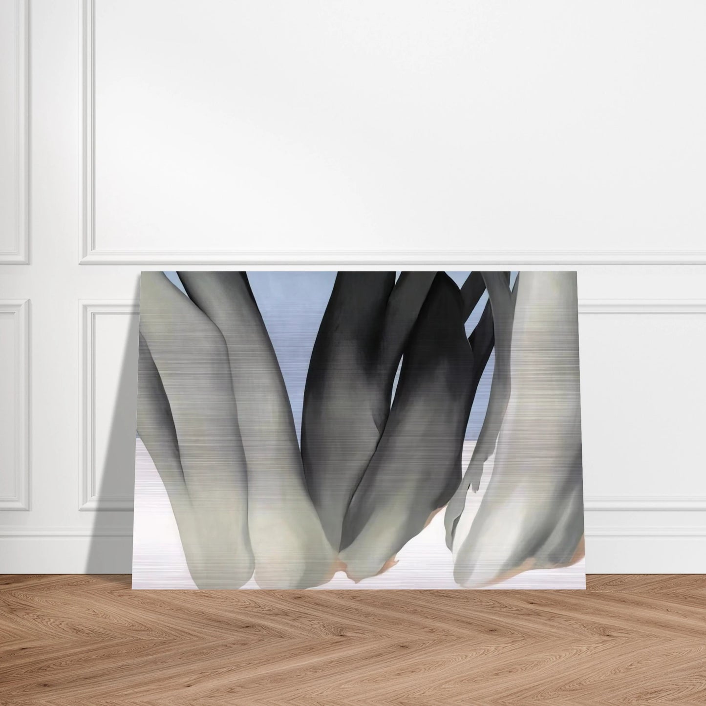 Bare Tree Trunks with Snow - Georgia O'Keeffe Brushed Aluminum Print - 70x100 cm / 28x40 inches | Georgia O'Keeffe Aluminum Print | Georgia O'Keeffe Prints