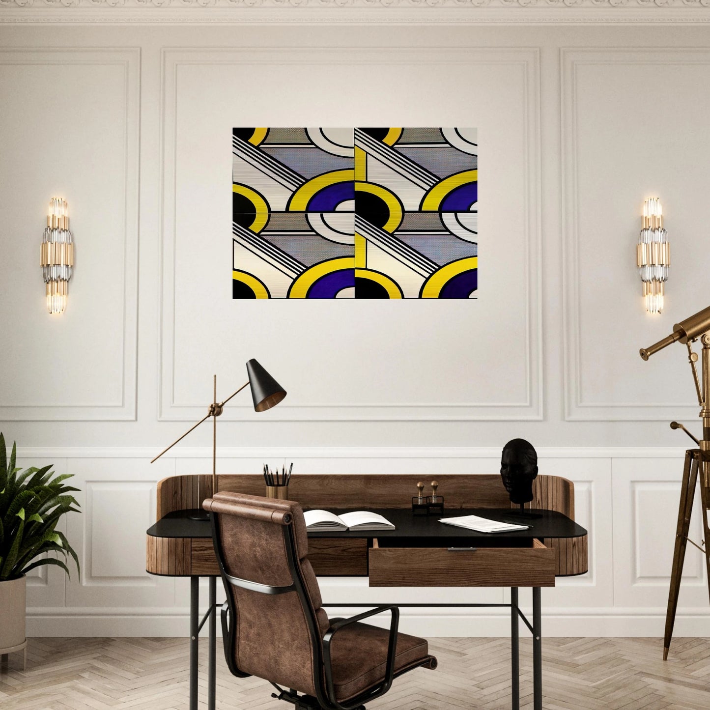 MODULAR PAINTING WITH FOUR PANELS 1 1969 - Roy Lichtenstein Brushed Aluminum Print - 70x100 cm / 28x40 inches | Roy Lichtenstein Aluminum Print | Roy Lichtenstein Prints