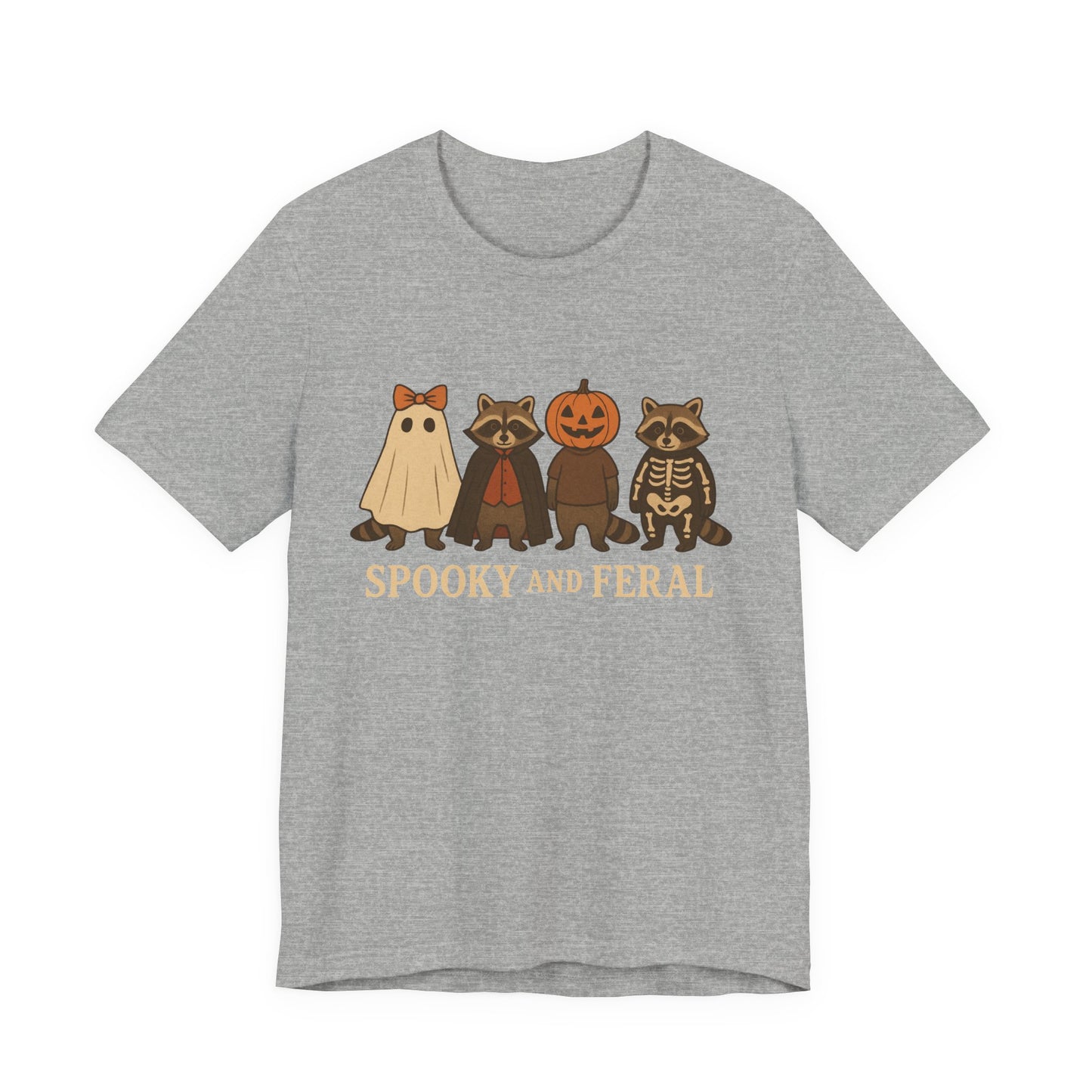 Spooky Raccoon Shirt, Grappige Halloween Grafisch T-shirt, Schattig Vintage Herfst T-shirt, Trendy Vrouwen Halloween Shirt, Feral Raccoon T-shirt