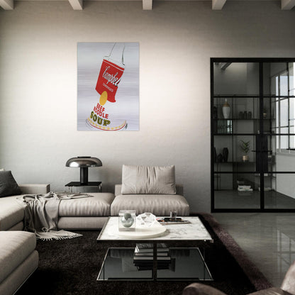 Crushed Campbell's Soup Can  Beef Noodle  - Andy Warhol Brushed Aluminum Print - 70x100 cm / 28x40 inches | Andy Warhol Aluminum Print | Andy Warhol Prints