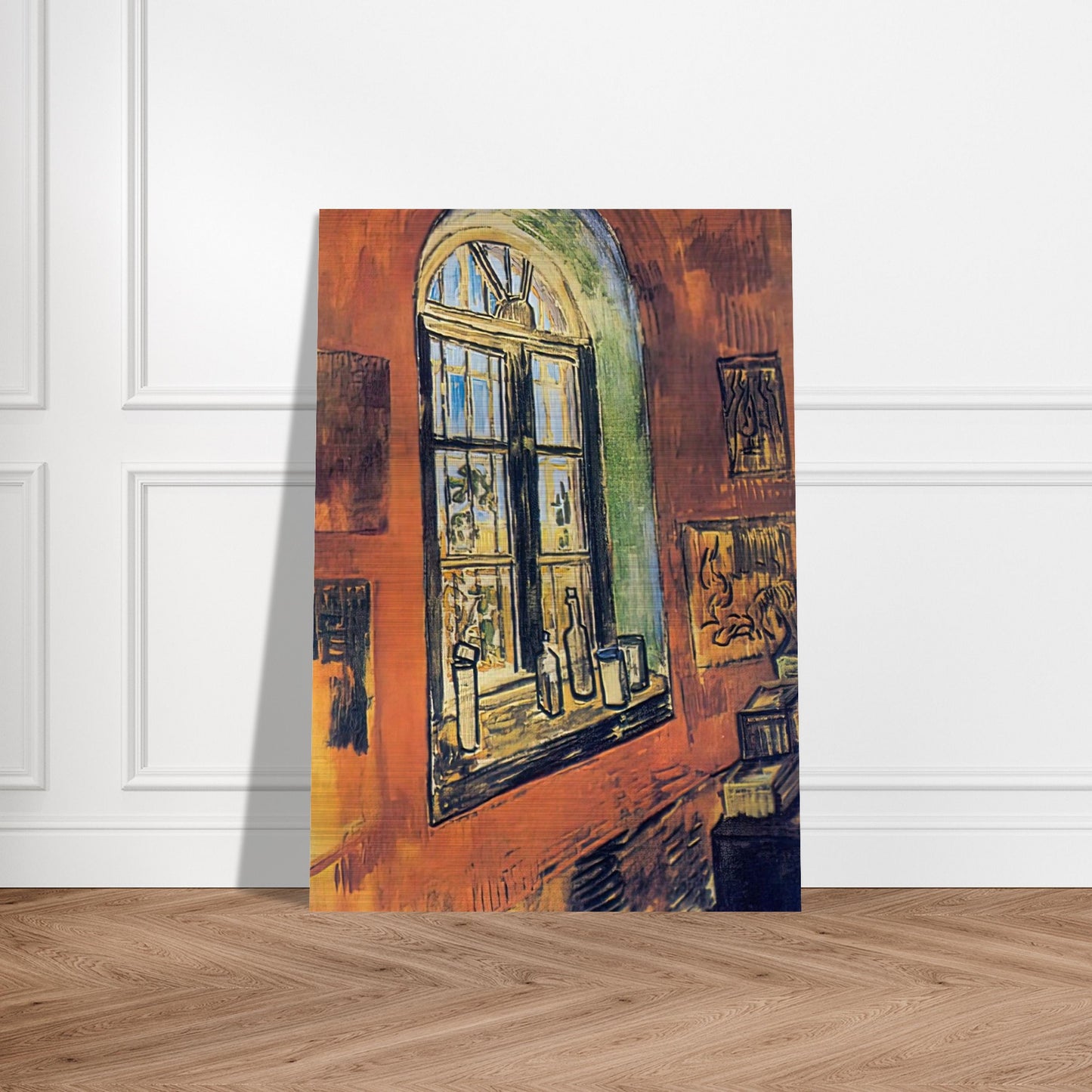 Window of Vincent's Studio at the Asylum - Vincent van Gogh Brushed Aluminum Print - 70x100 cm / 28x40 inches | Vincent van Gogh Aluminum Print | Vincent van Gogh Prints