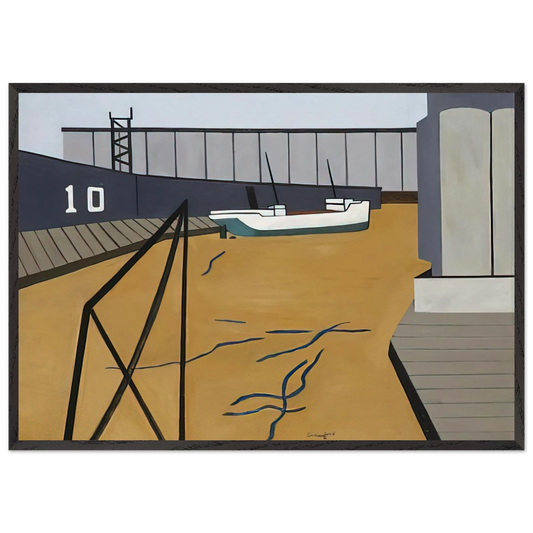 Boat and Grain Elevators - 1942 - Ralston Crawford 70x100 cm / 28x40 inches Framed Art Print – Black Wooden Frame