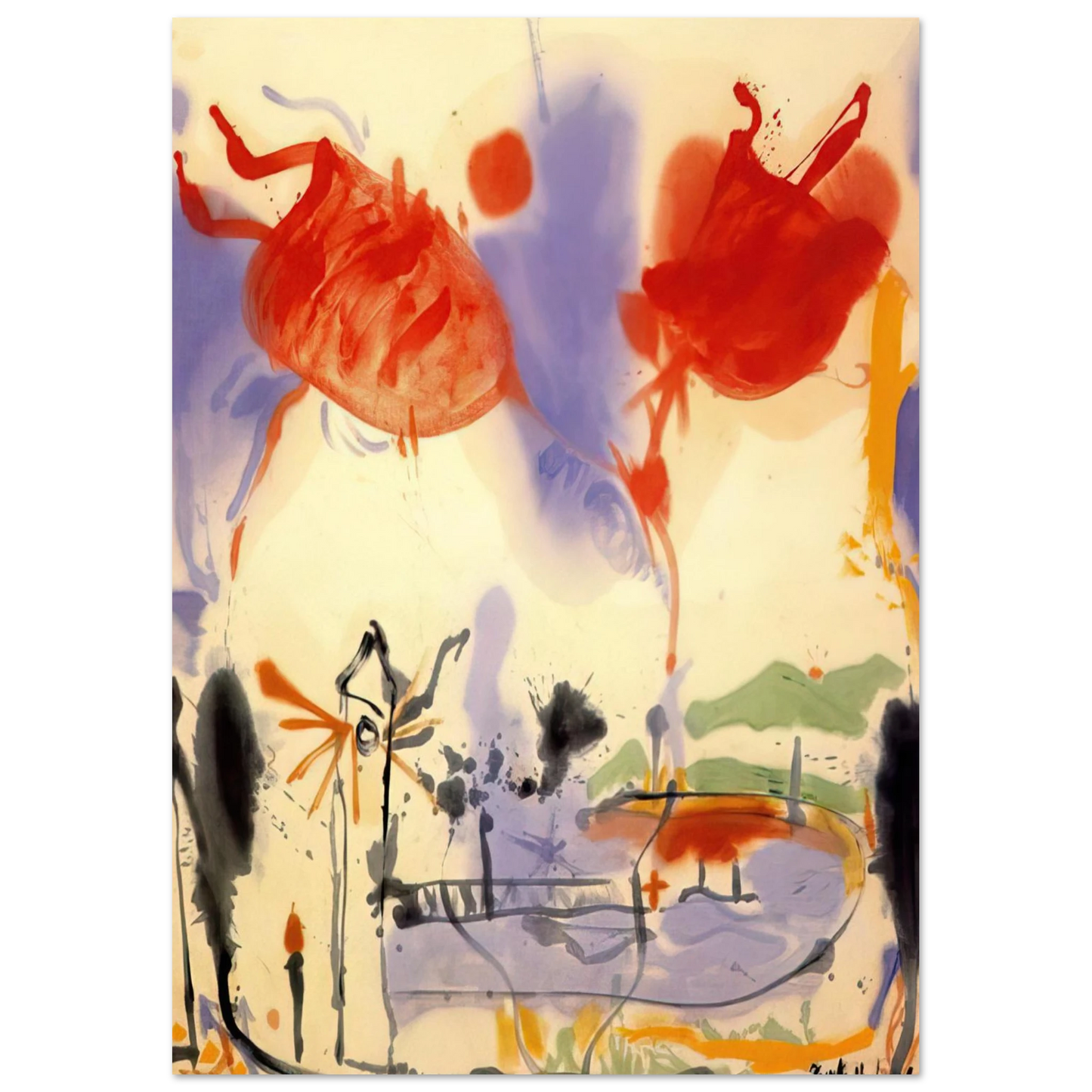 Helen Frankenthaler - Round Trip - 1957 Wall art - 21x29.7 cm / 8x12" - Fine Art Poster-canvas - -