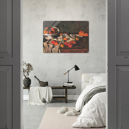 Still life with a fruit dish and apples - Paul Cézanne Acrylic Print - 70x100 cm / 28x40″ inches