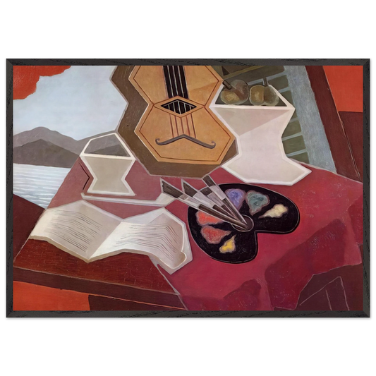TABLE OVERLOOKING THE SEA 1925 - Juan Gris 70x100 cm / 28x40 inches Framed Art Print – Black Wooden Frame