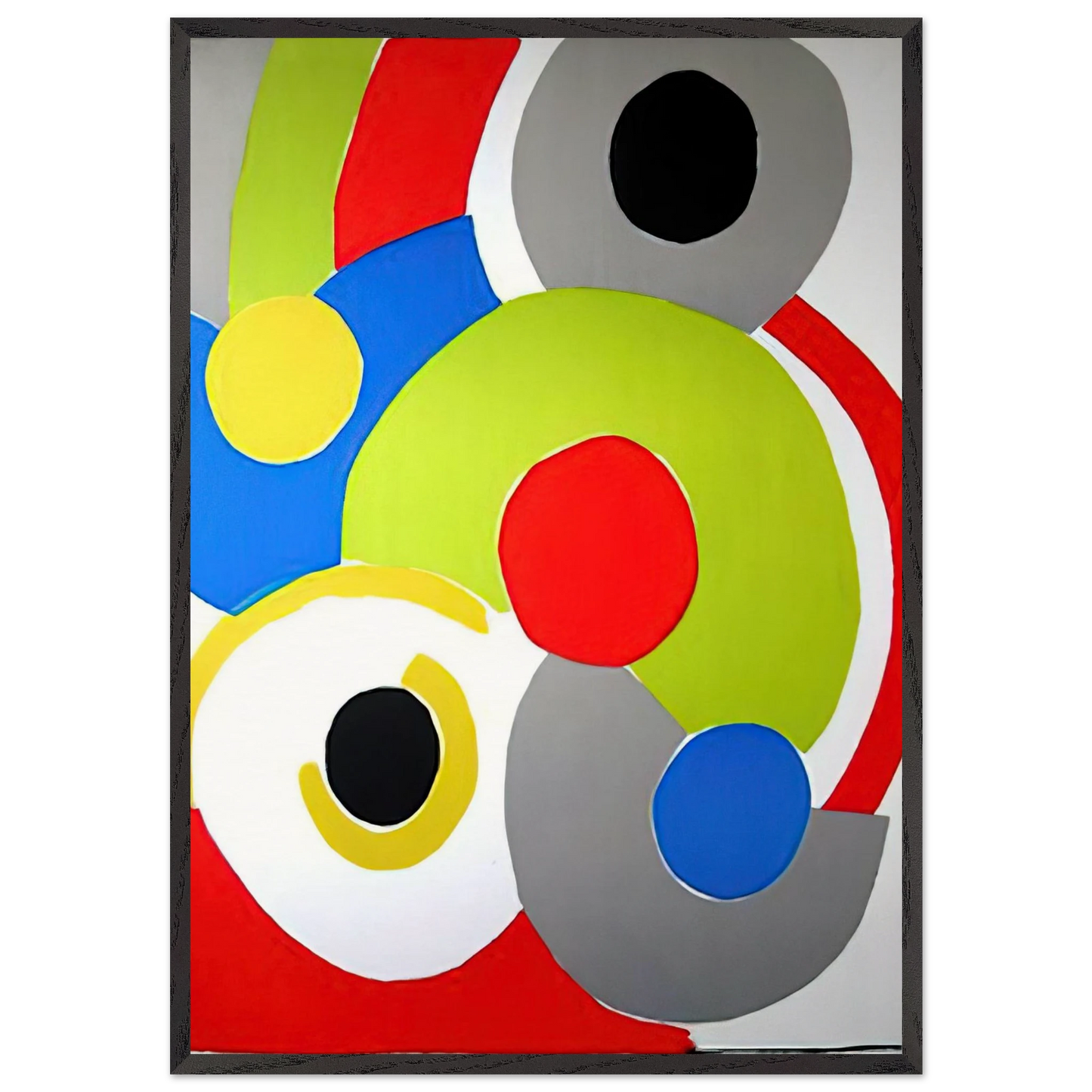 COMPOSITION 1 N2 - Sonia Delaunay 70x100 cm / 28x40 inches Framed Art Print – Black Wooden Frame