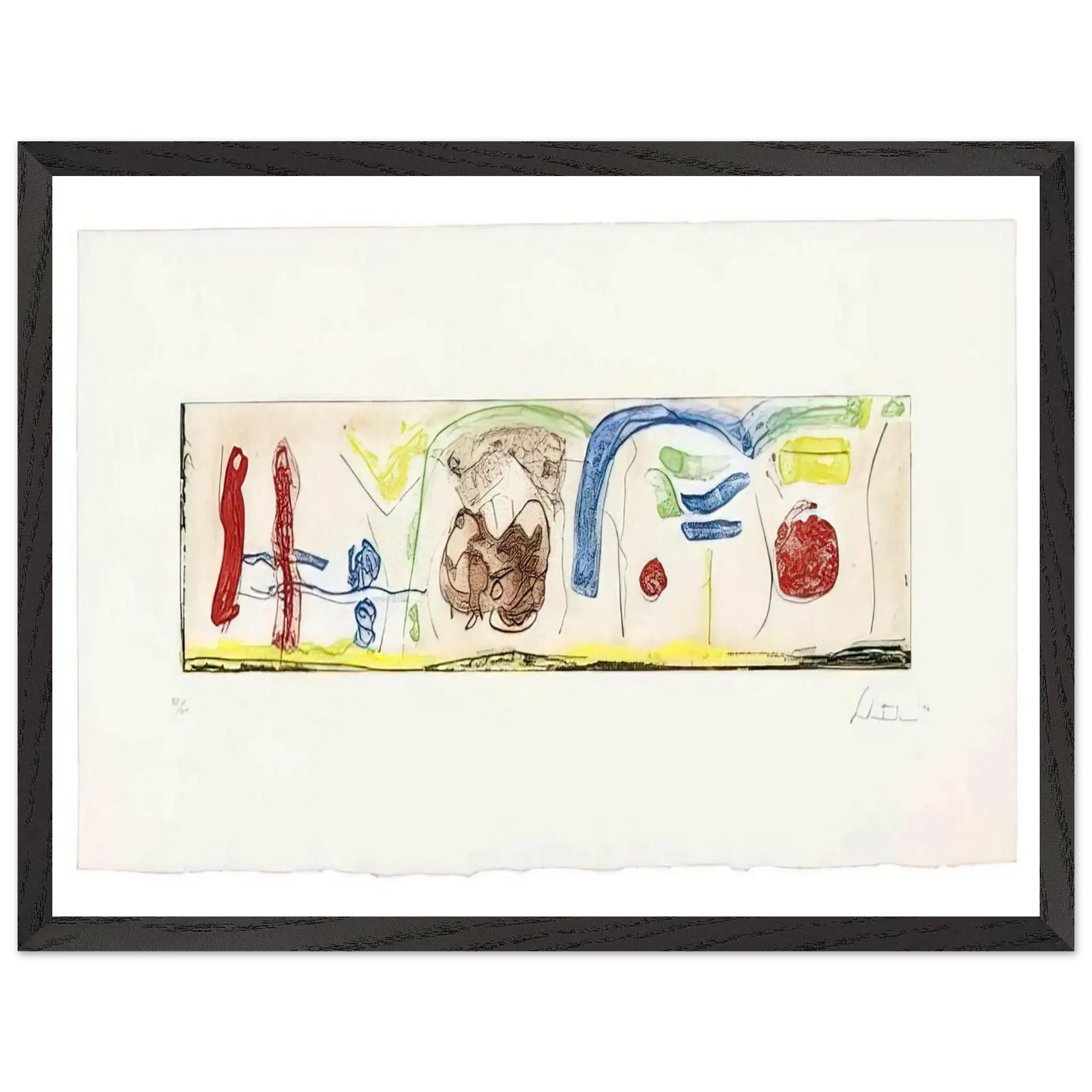 Helen Frankenthaler - Bridges - 1996 Wall art - 27x35 cm / 11x14 Inches - Premium Wooden Framed Poster With Fine Art Paper - White frame
