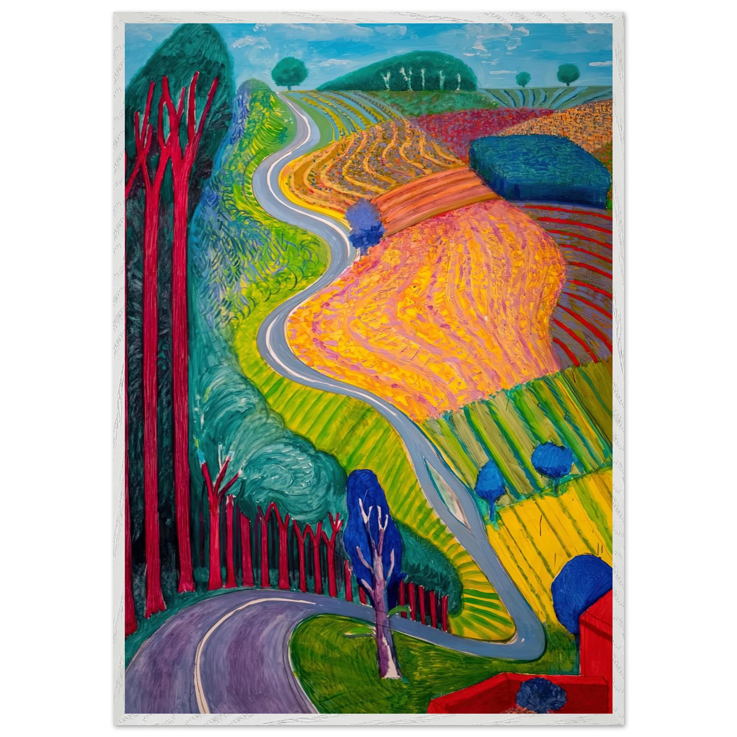 David Hockney - David Hockney Wall art - A2 (42 x 59.4  cm) - Premium Wooden Framed Poster With Fine Art Paper-canvas - White frame