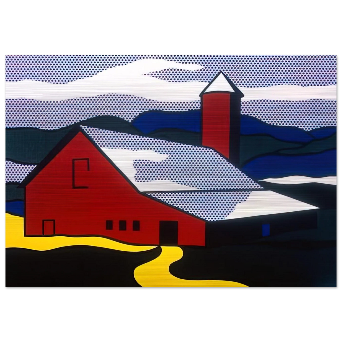 RED BARN II 1969 - Roy Lichtenstein Brushed Aluminum Print - 70x100 cm / 28x40 inches | Roy Lichtenstein Aluminum Print | Roy Lichtenstein Prints