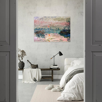 Sunset at Lavacourt - claude monet Brushed Aluminum Print - 70x100 cm / 28x40 inches | claude monet Aluminum Print | claude monet Prints