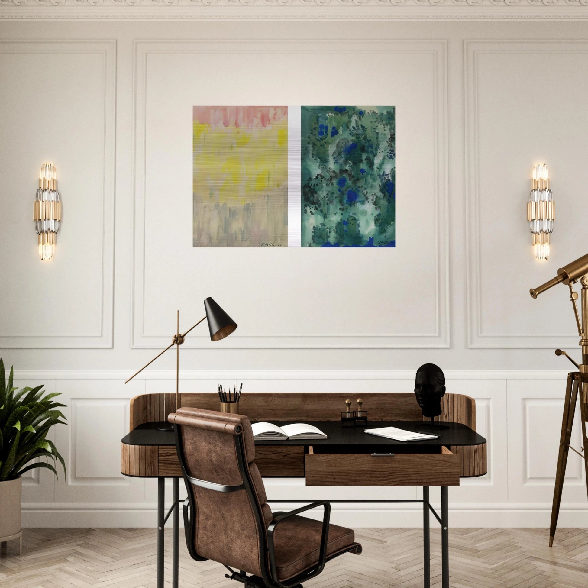 Harmony in Blue and Green. Abstract Composition - Abstract Art - Natalia Goncharova Brushed Aluminum Print - 70x100 cm / 28x40 inches | Natalia Goncharova Aluminum Print | Natalia Goncharova Prints